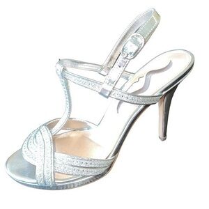 ▶️ Nina ◀️ Silver sparkle glitter heels